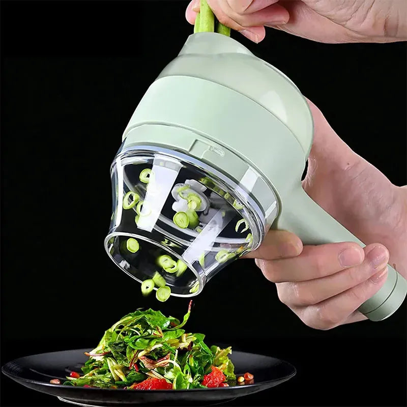Rechargeable 4-in-1 Electric Vegetable Cutter – Slicer, Chopper, Grinder & Peeler (Random Color)