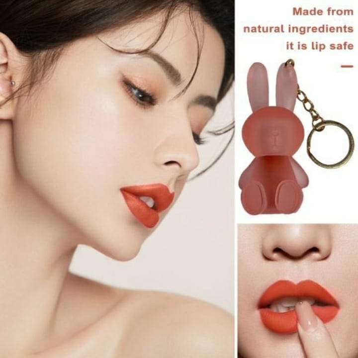 Cute Rabbit Keychain Lip Gloss – Portable Hydrating Lip Care (Nude Shade)