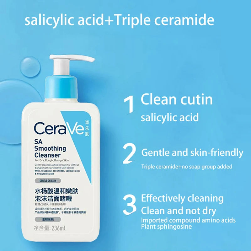 CeraVe SA Smoothing Cleanser – Salicylic Acid Face Wash with Ceramides