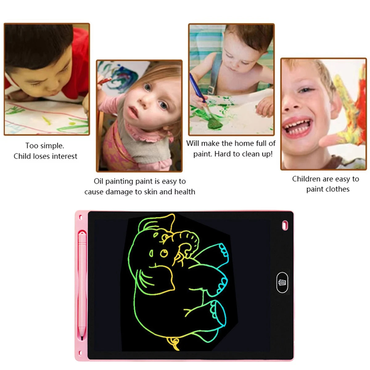 Multicolor LCD Writing Tablet for Kids – Erasable Digital Drawing Pad
