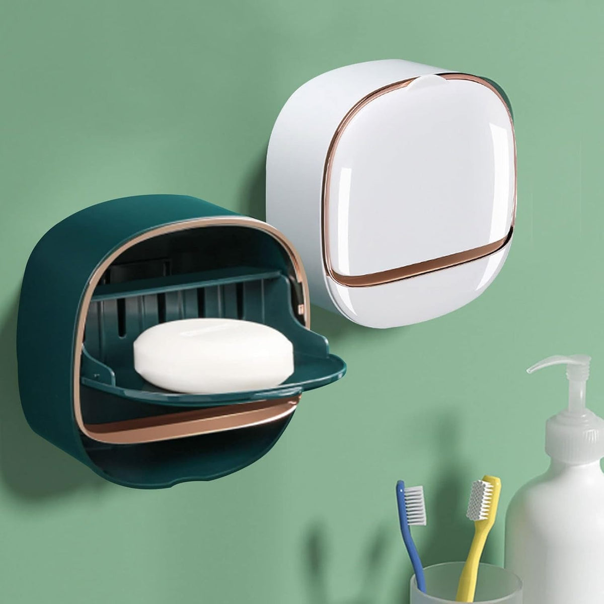 Luxury Soap Holder with Drain Tray – Wall Mounted Soap Case Box (Random Color)