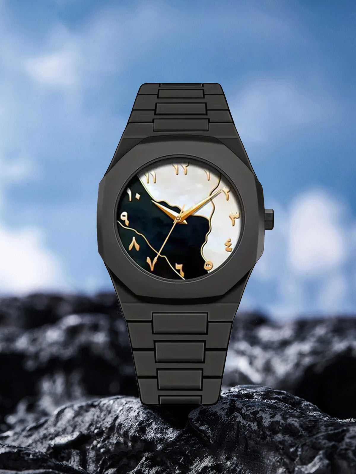 Black AURA Watch – Elegant All-Black Quartz Wrist Watch for Men & Women