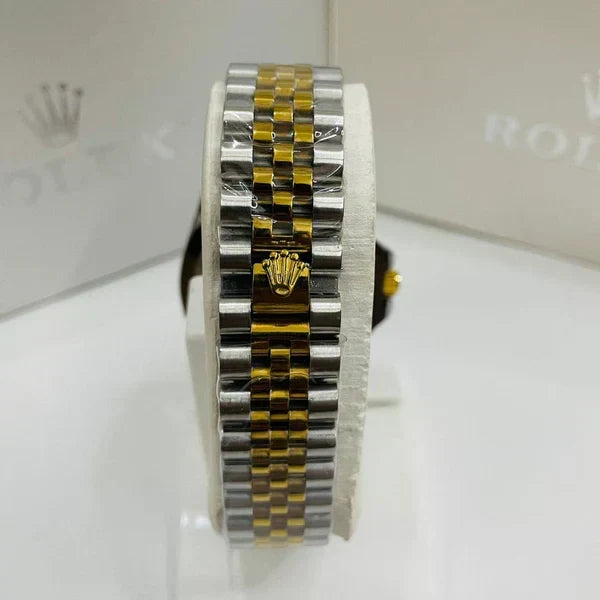 Luxury Rolex Style Watch – Golden & Silver Elegant Analog Timepiece