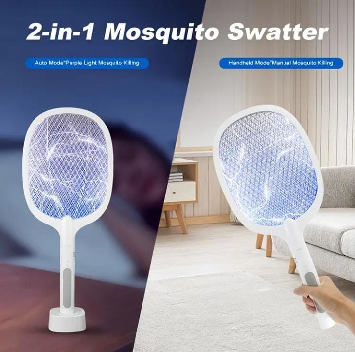 Rechargeable Mosquito Racket with Stand | Electric Insect Killer Bat