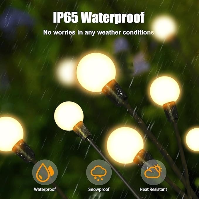 Garden Lights – Upgraded Solar Powered Firefly Lights (Warm Light)