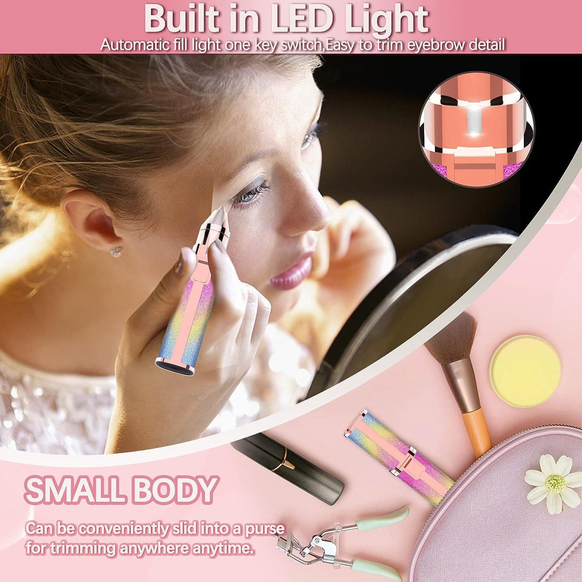 Rechargeable 2-in-1 Eyebrow Trimmer & Facial Hair Remover for Women– USB Charging, Painless & Portable