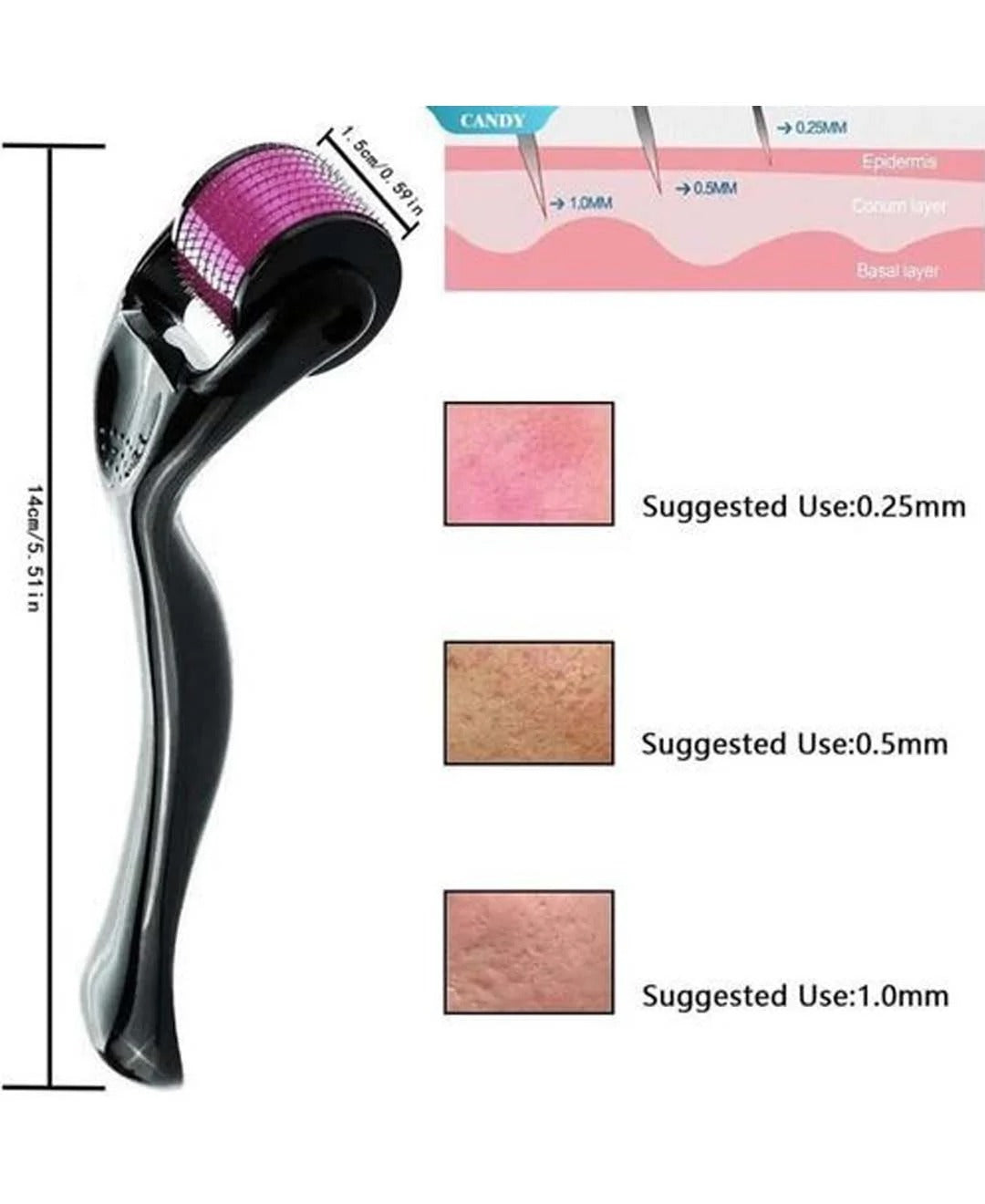 Derma Roller 0.5mm – 540 Micro Needles | Professional Microneedling for Face, Beard & Hair Growth