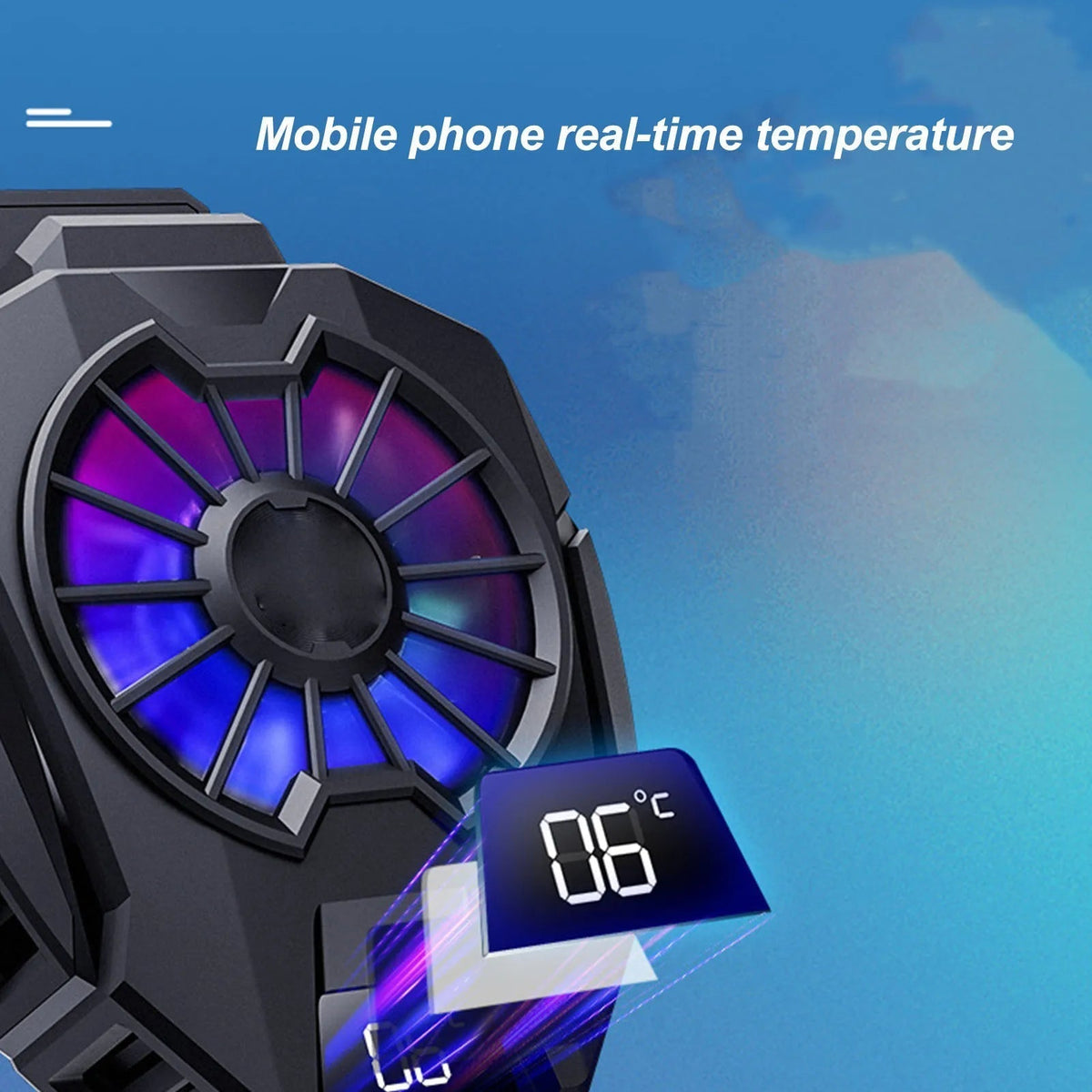 S-72 Portable Mobile Phone Cooling Fan with LED Light – Silent & Compact