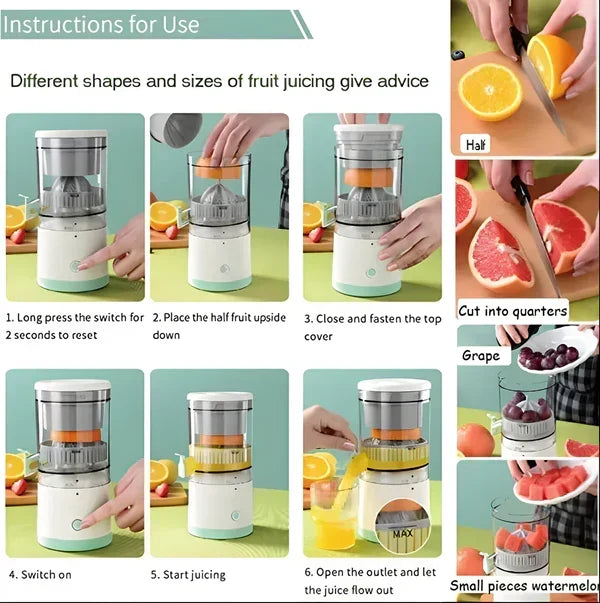Portable Electric Citrus Juicer – USB Rechargeable Automatic Juice Maker