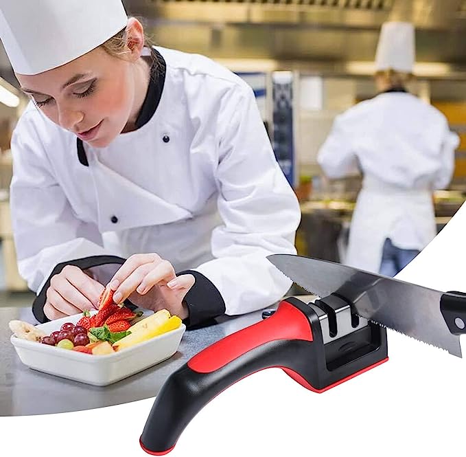 3-in-1 Knife Sharpener | 3-Stage Diamond Coated Kitchen Sharpener