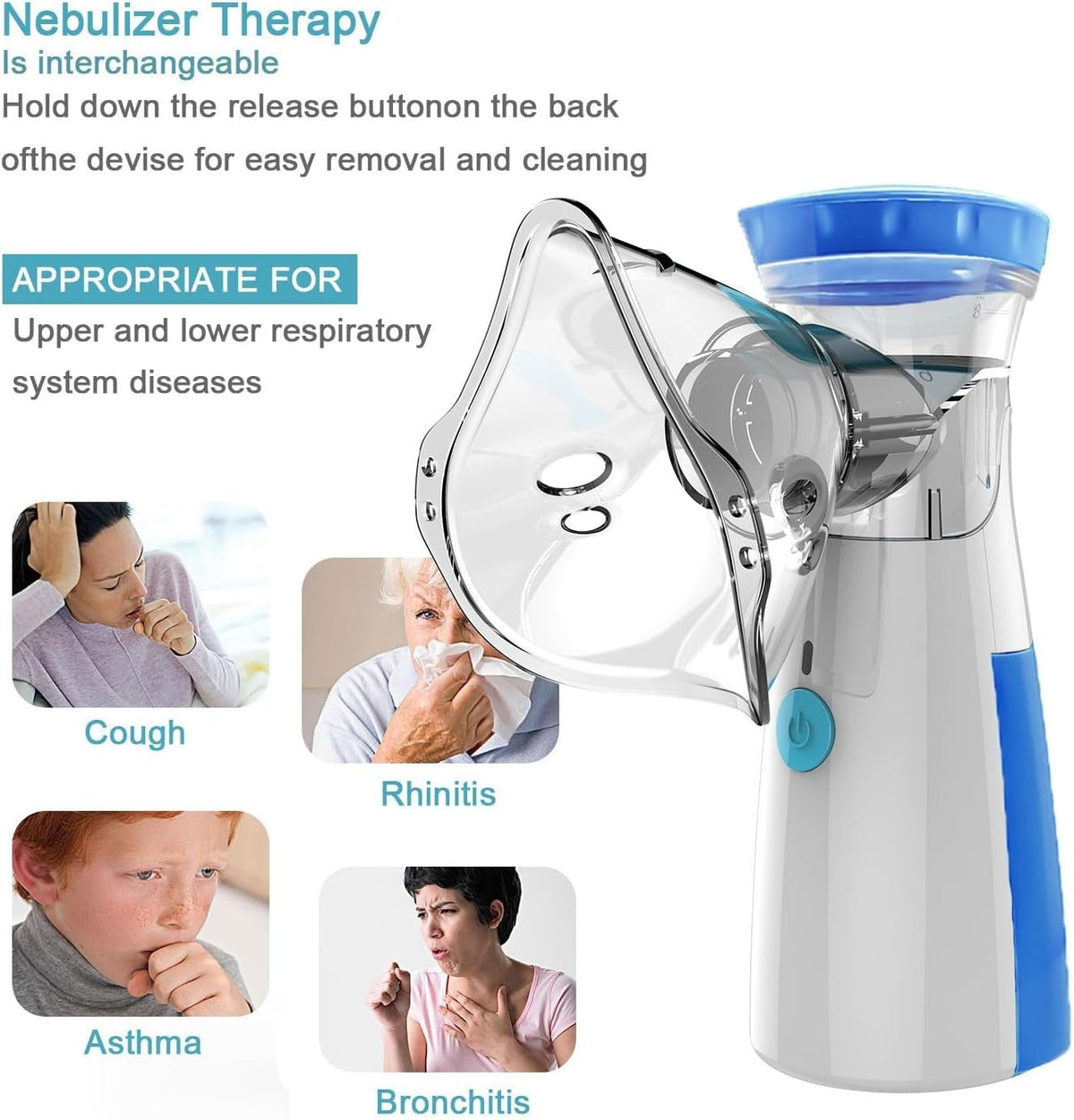 Portable Mesh Nebulizer – USB & Battery Operated Mini Personal Inhaler for Respiratory Care