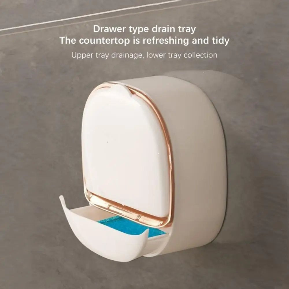 Luxury Soap Holder with Drain Tray – Wall Mounted Soap Case Box (Random Color)