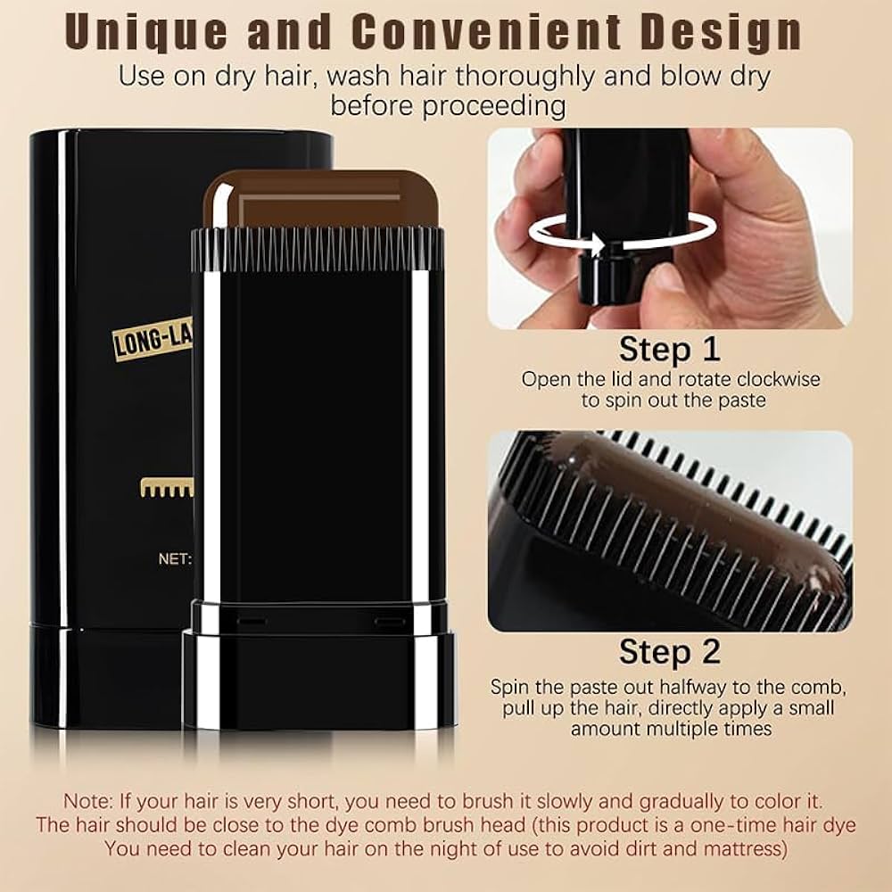 2-in-1 Instant Hair Dye Stick with Comb – Quick Gray Hair Touch-Up