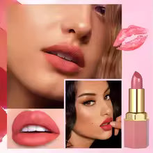 6PCS Gold Bar Tube Matte Lipstick Set – 6 Colors Velvet & Pearlescent Glitter Lip Makeup
