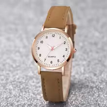 Women's Casual Arabic Dial Quartz Watch – Leather Band Fashion Wristwatch