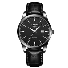 LIGE Men's Brown Leather Quartz Watch – Military Sports Chronograph Wristwatch