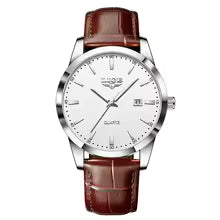 LIGE Men's Brown Leather Quartz Watch – Military Sports Chronograph Wristwatch