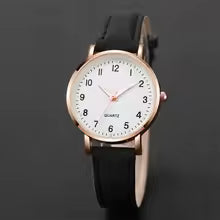 Women's Casual Arabic Dial Quartz Watch – Leather Band Fashion Wristwatch
