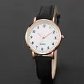 Women's Casual Arabic Dial Quartz Watch – Leather Band Fashion Wristwatch
