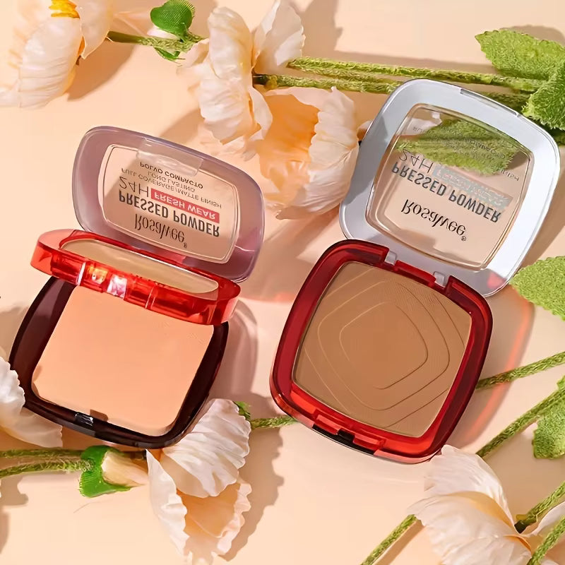 Matte Full Coverage Pressed Powder Foundation with Puff – Weightless Finishing Makeup