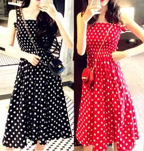 Women's Summer Polka Dot Maxi Dress – Elegant Ruffle Strap Beach Casual Dress