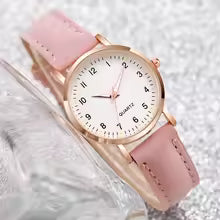 Women's Casual Arabic Dial Quartz Watch – Leather Band Fashion Wristwatch