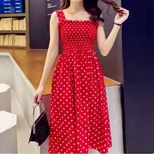 Women's Summer Polka Dot Maxi Dress – Elegant Ruffle Strap Beach Casual Dress