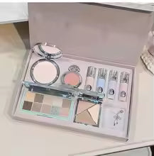 NICEKEY Complete Makeup Kit – 4 Matte Lip Glosses, Blusher, Pressed Powder, Eyeshadow & Contour Palette with Necklace