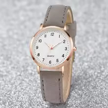 Women's Casual Arabic Dial Quartz Watch – Leather Band Fashion Wristwatch