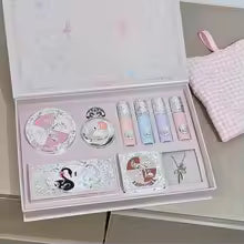 NICEKEY Complete Makeup Kit – 4 Matte Lip Glosses, Blusher, Pressed Powder, Eyeshadow & Contour Palette with Necklace