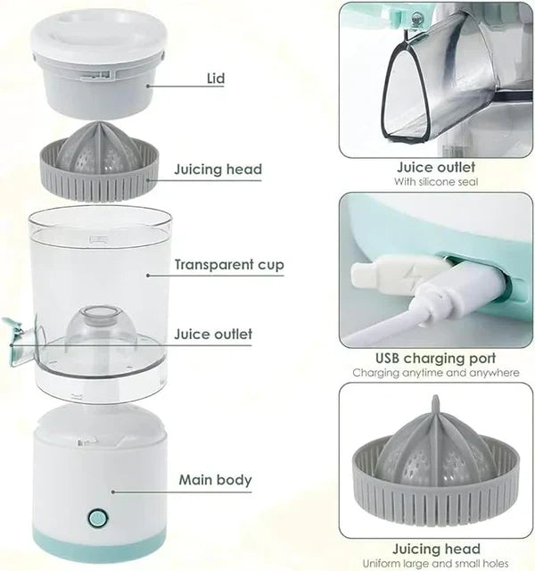 Portable Electric Citrus Juicer – USB Rechargeable Automatic Juice Maker