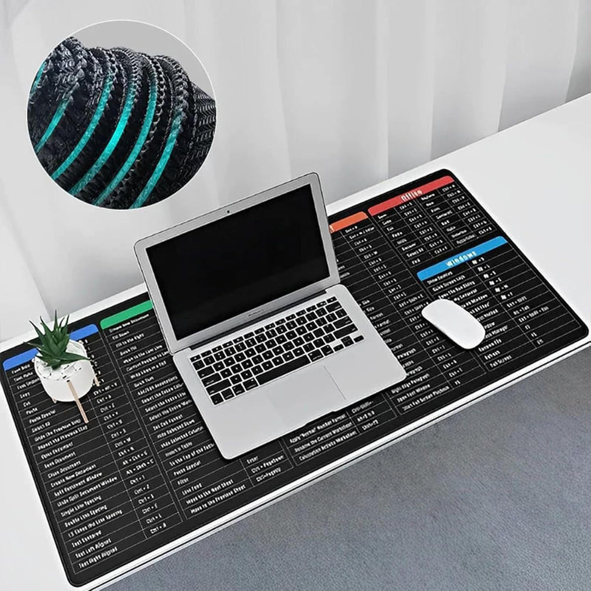 Office Shortcut Keys Anime Desk Mat – Kawaii Cartoon Rubber Mouse Pad & Gaming Keyboard Mat