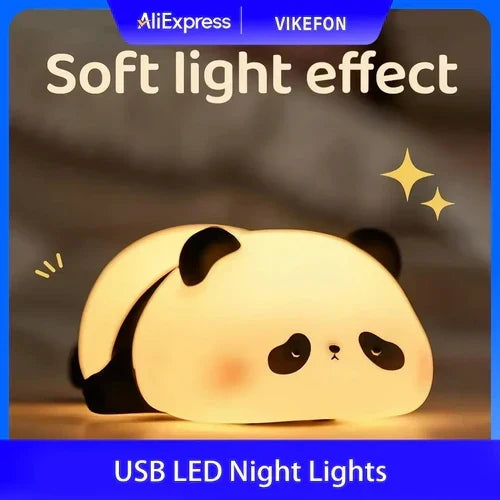 Rechargeable Panda Lamp – Cute Panda Silicone Night Light for Room Decoration